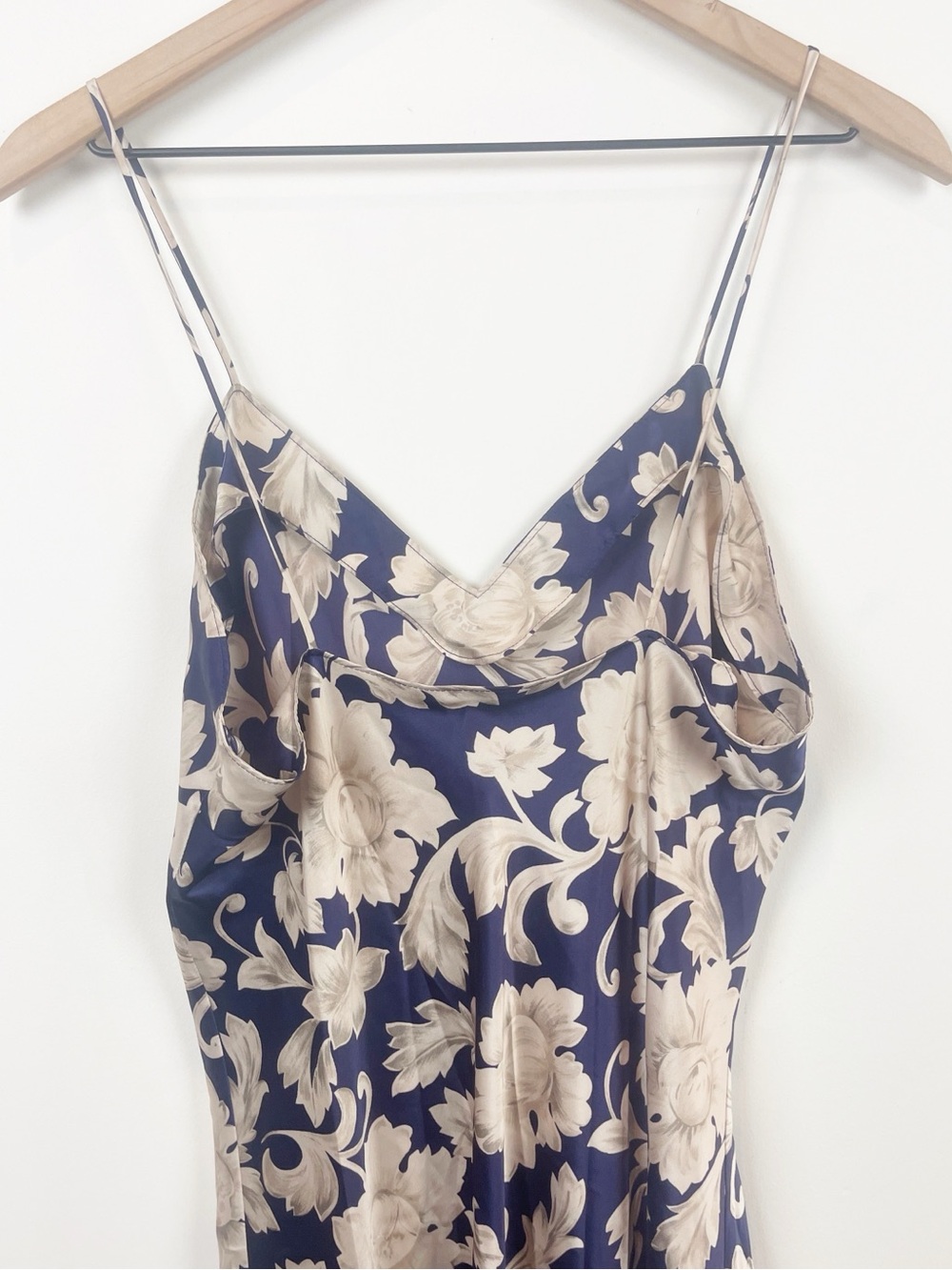 Natoti Vintage Navy and Cream Floral Nightgown Slip Dress - Picture 4 of 7
